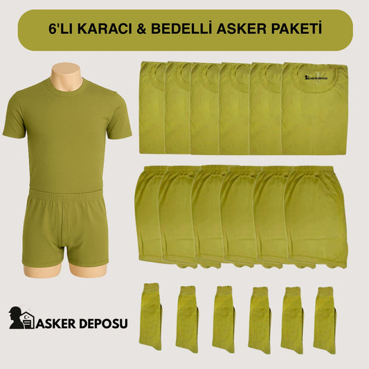 6’lı Karacı Asker Paketi (18 Parça) | Bedelli & Acemi Asker Malzemeleri – Asker Deposu