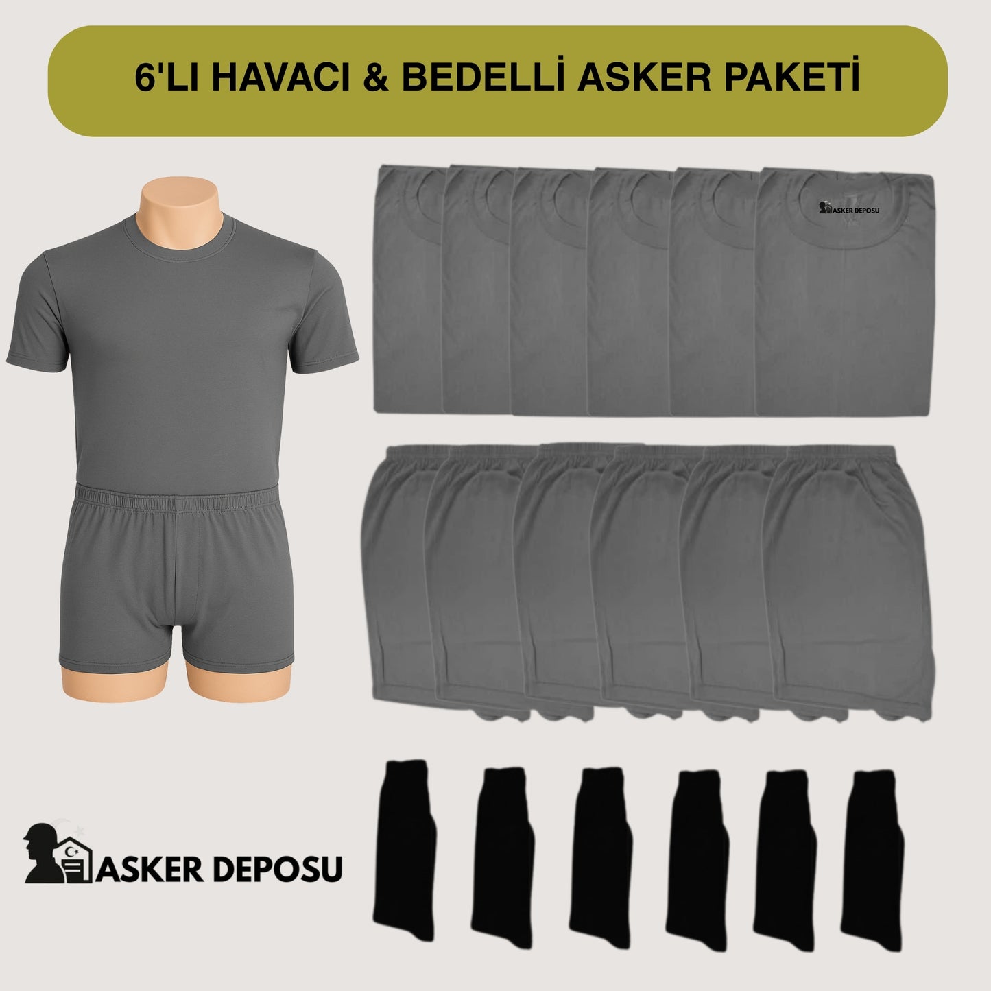 6’lı Havacı Asker Paketi (18 Parça) | Bedelli & Acemi Asker Malzemeleri – Asker Deposu
