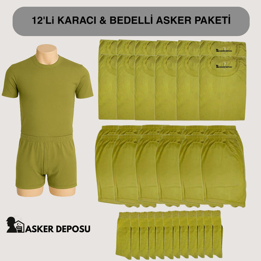 12’li Karacı Asker Paketi (36 Parça) | Bedelli & Acemi Asker Malzemeleri – Asker Deposu