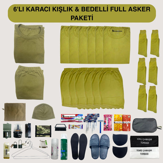 6’lı Karacı Kışlık Full Asker Paketi (46 Parça) | Bedelli & Acemi Asker Malzemeleri – Asker Deposu