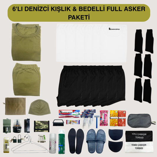 6’lı Denizci Kışlık Full Bedelli Asker Paketi (46 Parça) | Bedelli & Acemi Asker Malzemeleri – Asker Deposu