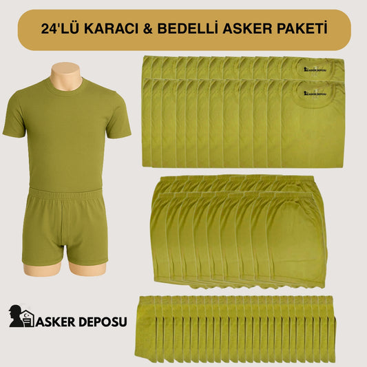 24’lü Karacı Asker Paketi (72 Parça) | Bedelli & Acemi Asker Malzemeleri – Asker Deposu