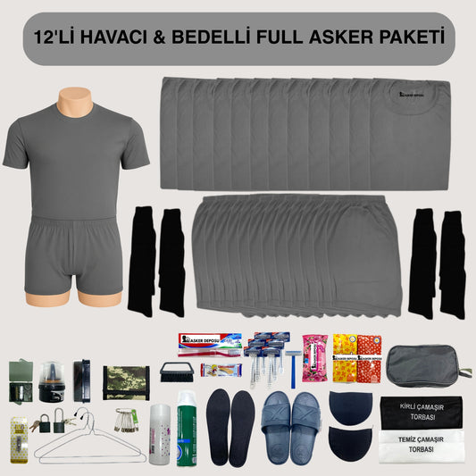 12’li Havacı Full Asker Paketi (66 Parça) | Bedelli & Acemi Asker Malzemeleri – Asker Deposu