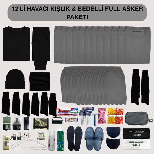 12’li Havacı Kışlık Full Asker Paketi (70 Parça) | Bedelli & Acemi Asker Malzemeleri – Asker Deposu