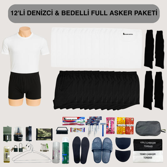 12’li Denizci Full Asker Paketi (66Parça) | Bedelli & Acemi Asker Malzemeleri – Asker Deposu