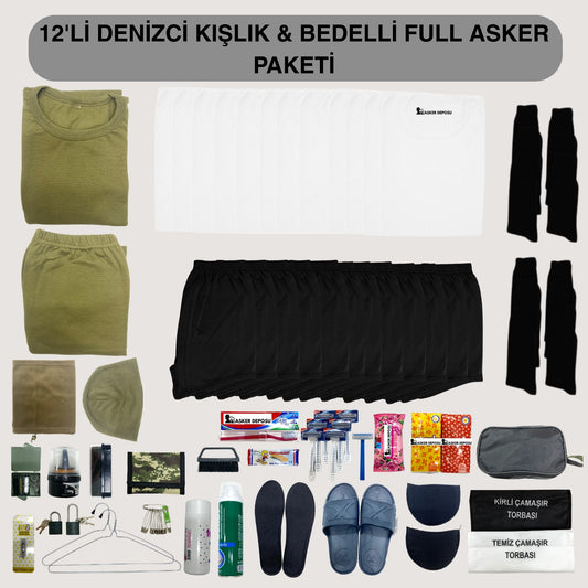12’li Denizci Kışlık Full Bedelli Asker Paketi (70 Parça) | Bedelli & Acemi Asker Malzemeleri – Asker Deposu