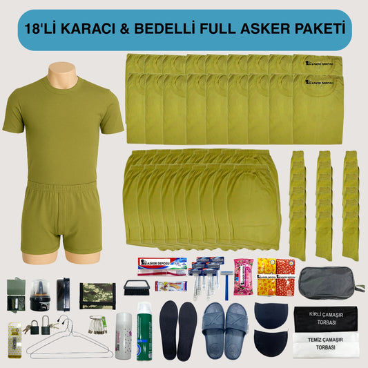 18’li Karacı Full Asker Paketi (84 Parça) | Bedelli & Acemi Asker Malzemeleri – Asker Deposu