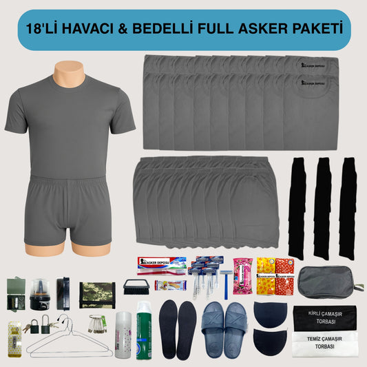 18’li Havacı Full Asker Paketi (84 Parça) | Bedelli & Acemi Asker Malzemeleri – Asker Deposu