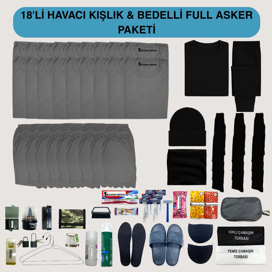 18’li Havacı Kışlık Full Asker Paketi (88 Parça) | Bedelli & Acemi Asker Malzemeleri – Asker Deposu