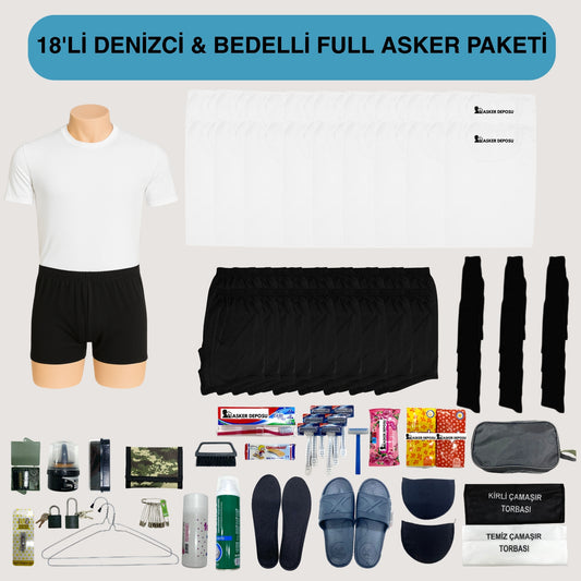 18’li Denizci Full Asker Paketi (84Parça) | Bedelli & Acemi Asker Malzemeleri – Asker Deposu