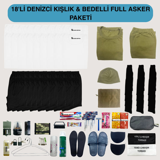 18’li Denizci Kışlık Full Bedelli Asker Paketi (88 Parça) | Bedelli & Acemi Asker Malzemeleri – Asker Deposu