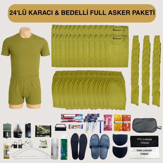 24’lü Karacı Full Asker Paketi (102 Parça) | Bedelli & Acemi Asker Malzemeleri – Asker Deposu