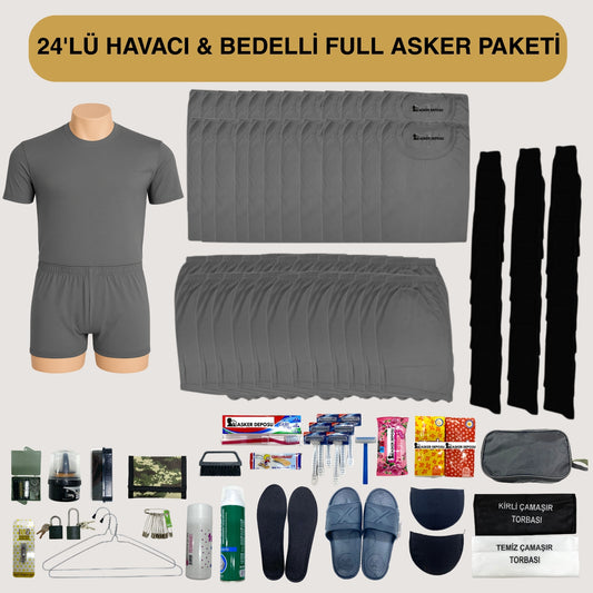 24’lü Havacı Full Asker Paketi (102 Parça) | Bedelli & Acemi Asker Malzemeleri – Asker Deposu