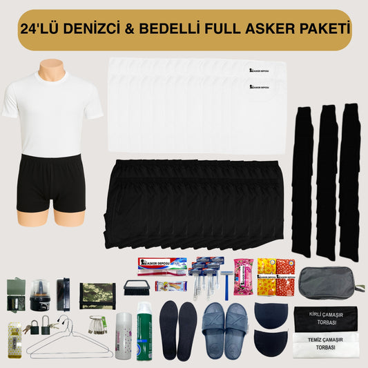 24’lü Denizci Full Asker Paketi (102Parça) | Bedelli & Acemi Asker Malzemeleri – Asker Deposu