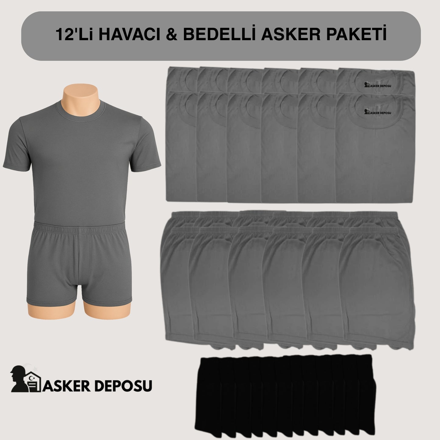 12’li Havacı Asker Paketi (36 Parça) | Bedelli & Acemi Asker Malzemeleri – Asker Deposu