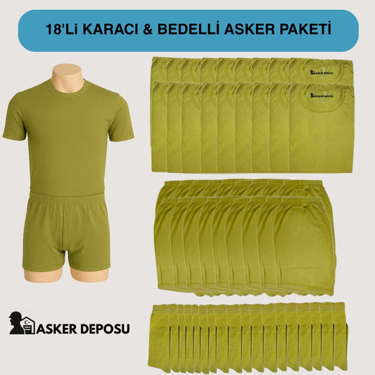 18’li Karacı Asker Paketi (54 Parça) | Bedelli & Acemi Asker Malzemeleri – Asker Deposu