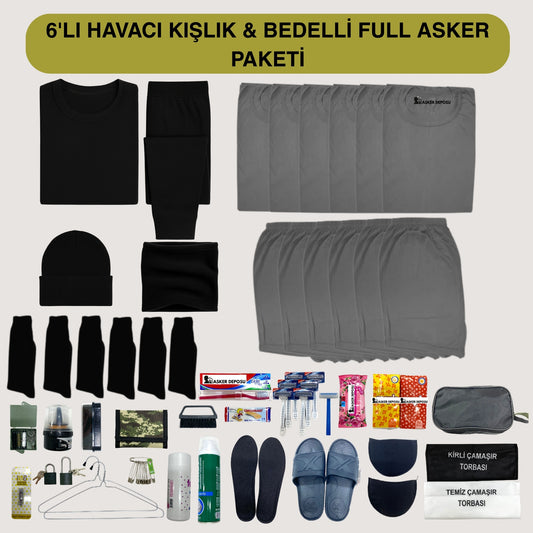 6’lı Havacı Kışlık Full Asker Paketi (46 Parça) | Bedelli & Acemi Asker Malzemeleri – Asker Deposu