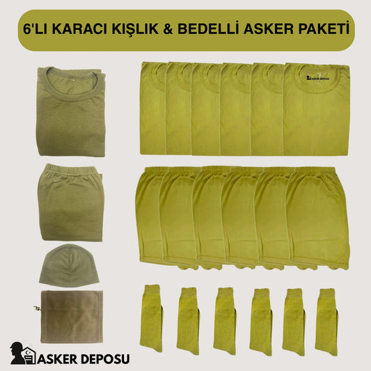 6’lı Karacı Kışlık Asker Paketi (22 Parça) | Bedelli & Acemi Asker Malzemeleri – Asker Deposu