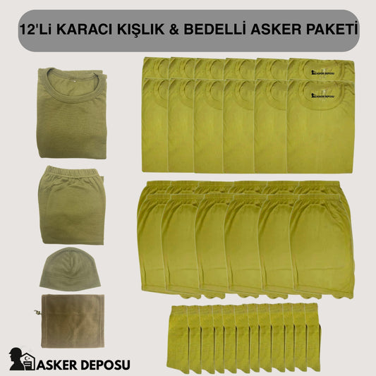 12’li Karacı Kışlık Asker Paketi (40 Parça) | Bedelli & Acemi Asker Malzemeleri – Asker Deposu