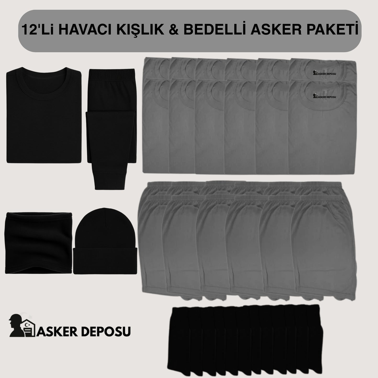12’li Havacı Kışlık Bedelli Asker Paketi (40 Parça) | Bedelli & Acemi Asker Malzemeleri – Asker Deposu