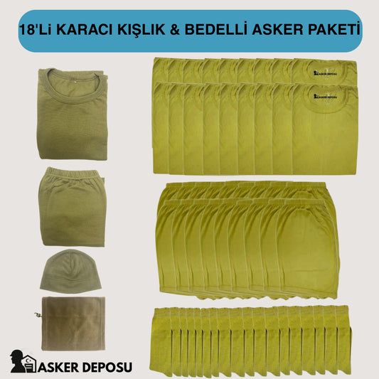 18’li Karacı Kışlık Asker Paketi (58 Parça) | Bedelli & Acemi Asker Malzemeleri – Asker Deposu