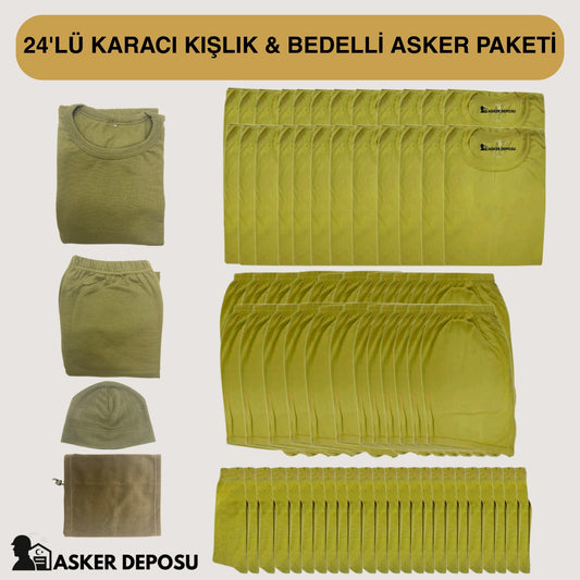 24’lü Karacı Kışlık Asker Paketi (76 Parça) | Bedelli & Acemi Asker Malzemeleri – Asker Deposu