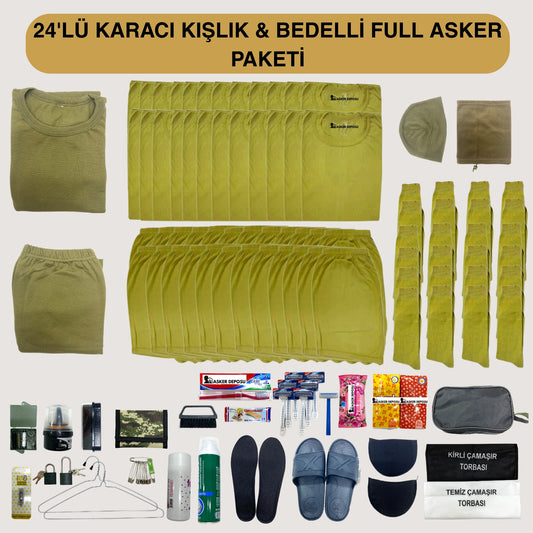 24’lü Karacı Kışlık Full Asker Paketi (106 Parça) | Bedelli & Acemi Asker Malzemeleri – Asker Deposu