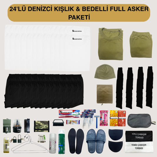 24’lü Denizci Kışlık Full Bedelli Asker Paketi (106 Parça) | Bedelli & Acemi Asker Malzemeleri – Asker Deposu